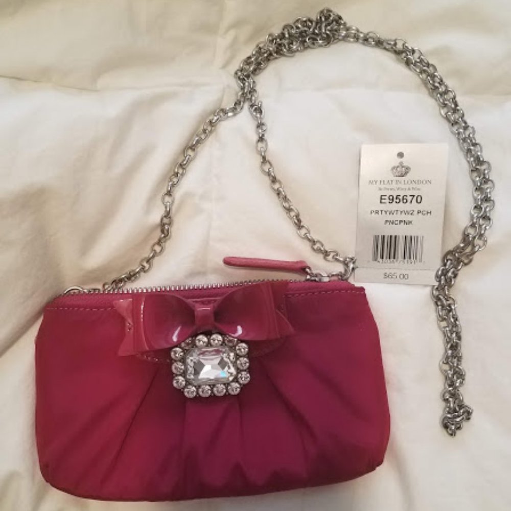 NWT My Flat in London Pink Clutch with Chain